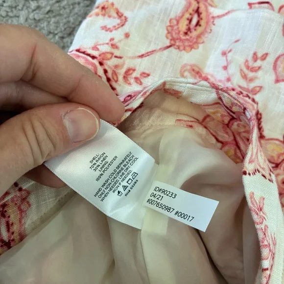 NWT Express Pink Off White Floral Paisley Layered A-Line Linen Skirt Women’s 4 - Picture 5 of 8
